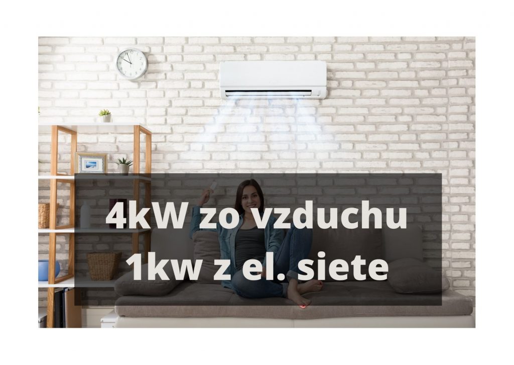 Vykurovanie klimatizáciou_4kW zo vzduchu, 1kW z el. siete